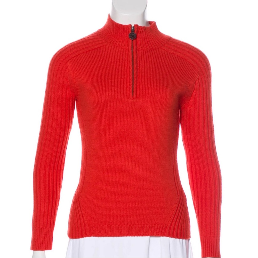 Rossignol Vibrant Dark Orange-Red  Zip-Neck Merino Designer Sweater